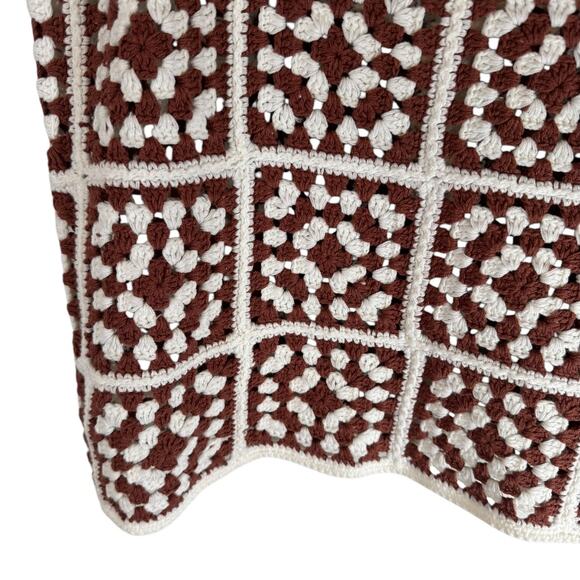 New Marine Layer Cora Crochet Tank Top Brown Cream Button Back Small - Picture 8 of 11